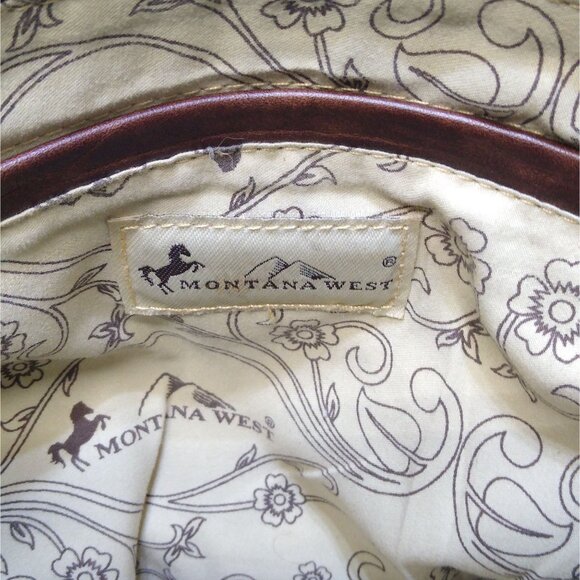 Montana West PU Leather Crossbody Bag Adjustable Stud Rhinestone Embroidered VTG - Picture 10 of 16